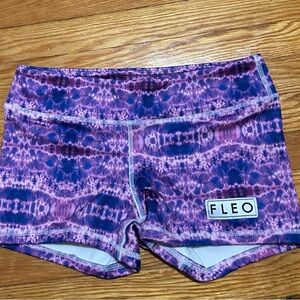 Fleo Women's Pink and Blue Patterned Athletic Shorts
